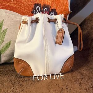 VINTAGE COACH POUCH 2004 # 8669 Drawstring Closure Leather & Nylon W/Hangtag